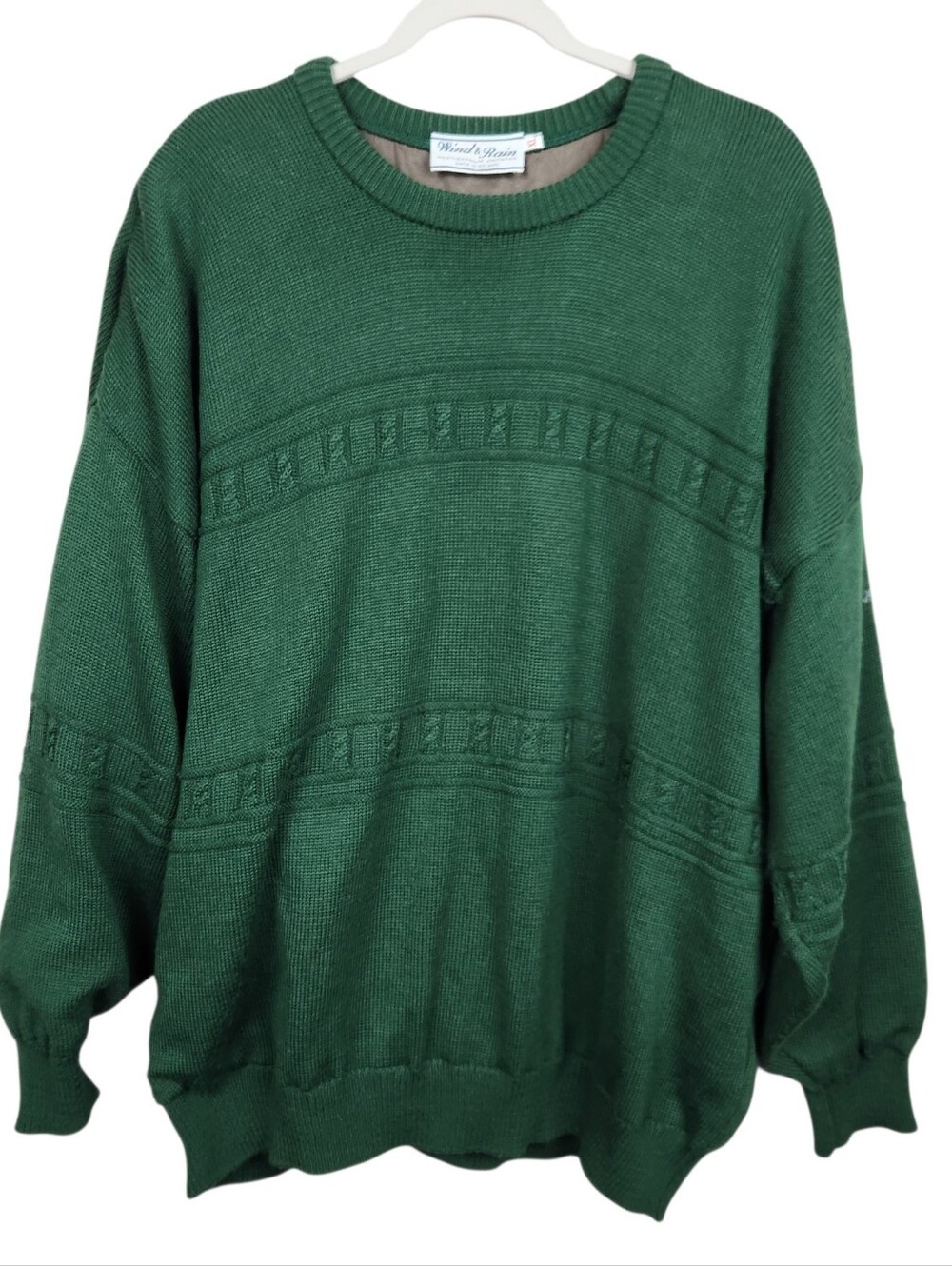 Wind & Rain Weatherproof Knitwear Green Lined Ribbed Knit Sweater Mens Size XL